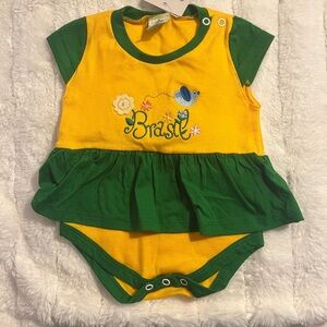Yellow and Green Brasil Baby Romper